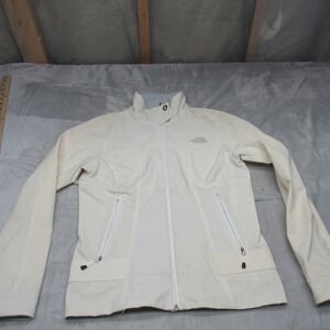 North Face Jacket Women Medium White Calentito Softshell Full Zip Wind Rain Hike